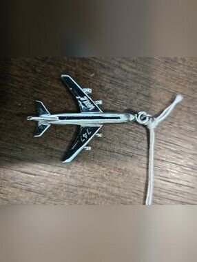 TWA 747 Jet Airliner Vintage Silver Pendant Charm Trans World Airlines